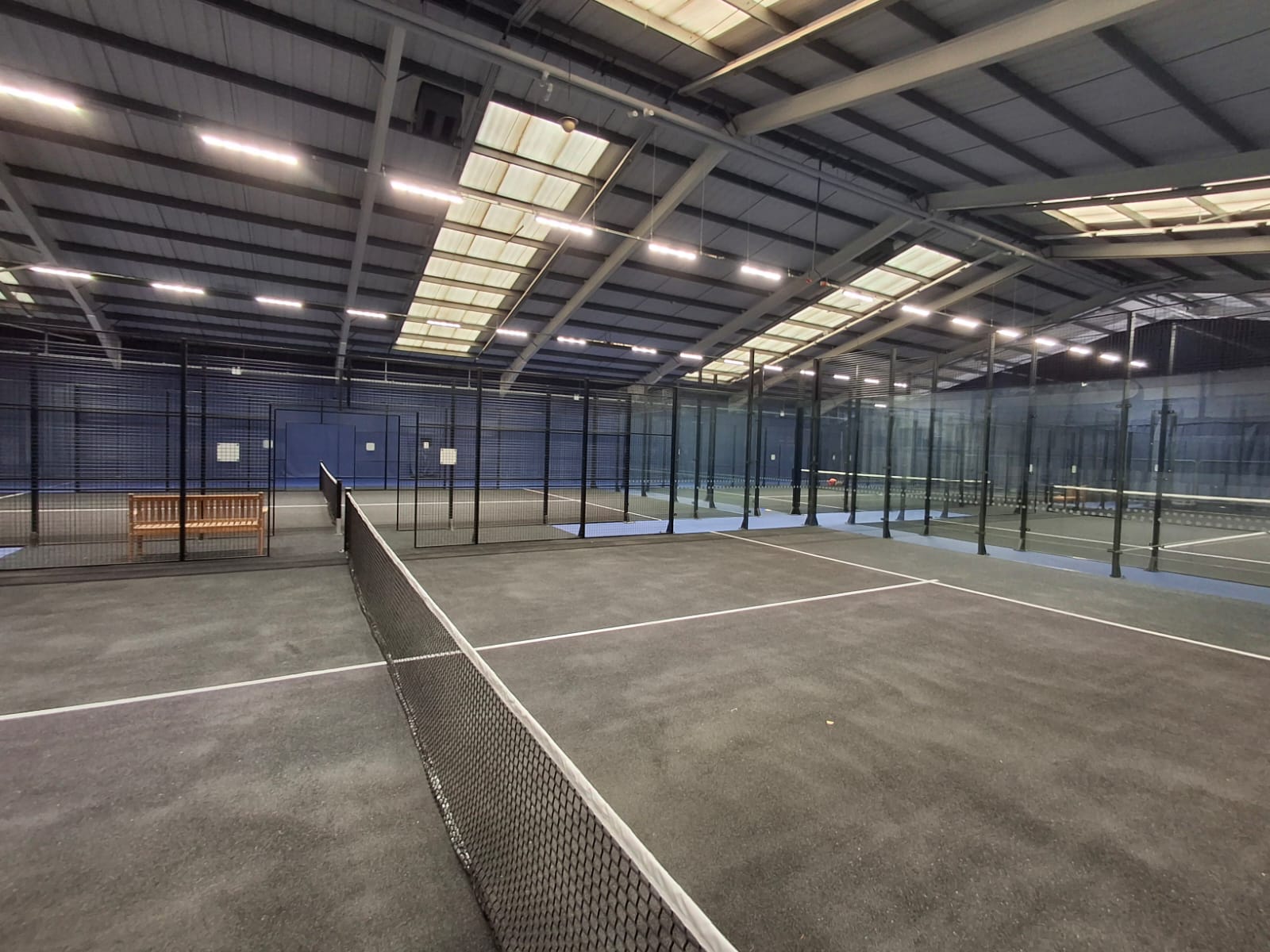 Completed indoor padel court at David Lloyd Manchester North