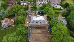 Top-down aerial view of the Woodrising site