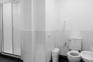 Accessible shower room with emergency assistance alarm at CLEAPSS headquarters